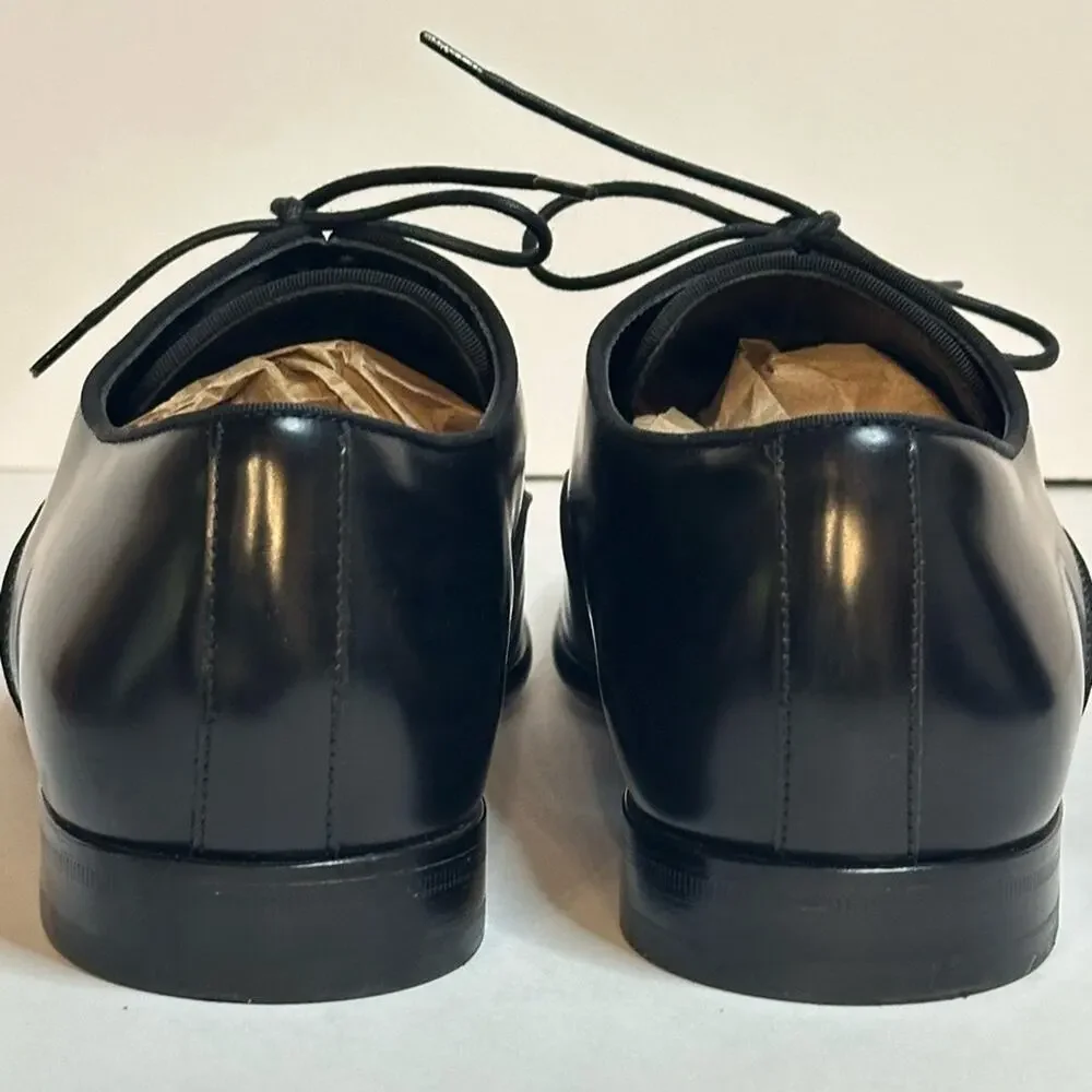 Dolce & Gabbana Raffaello Brushed Calfskin Derby Shoes Sz US 10 High Shine Black